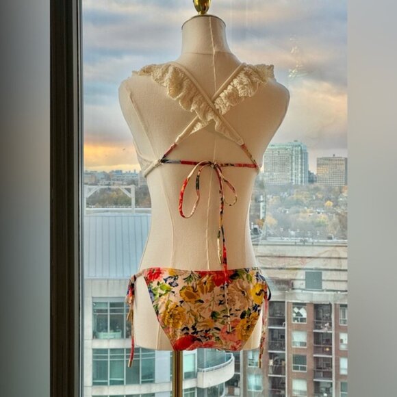 🆕 ZIMMERMANN 🧿 NWT Alight Frill Knit Scoop Bikini, Ivory Floral - Sz 3 US 8/10 - Picture 9 of 16